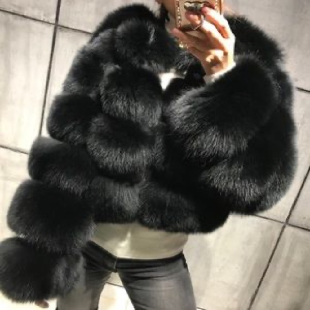 Genuine Fox Fur Bomber Jacket